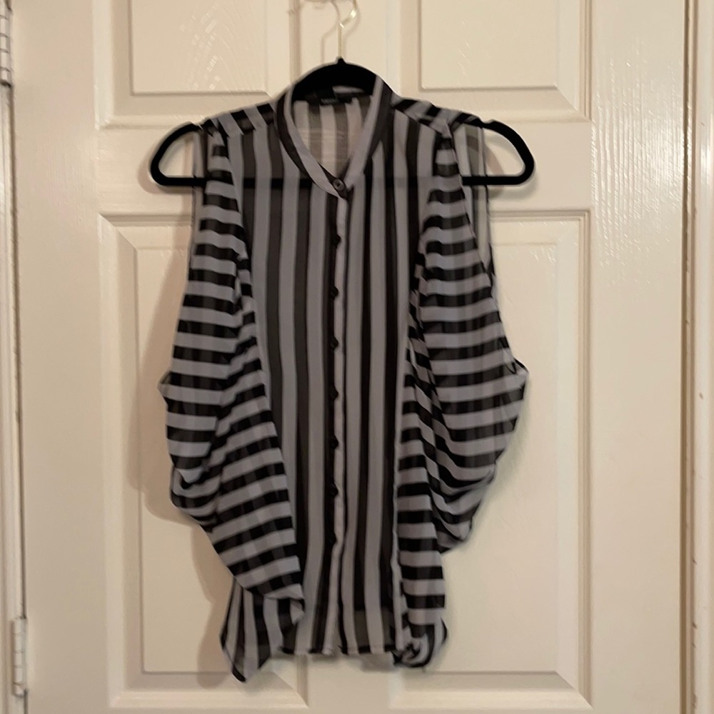 Black and white sheer blouse